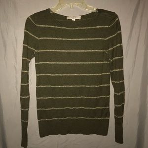 Ann Taylor LOFT olive and silver sparkle top